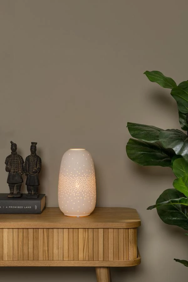 Lucide FLORES - Lampe de table - Ø 14,1 cm - 1xE14 - Blanc - ambiance 1